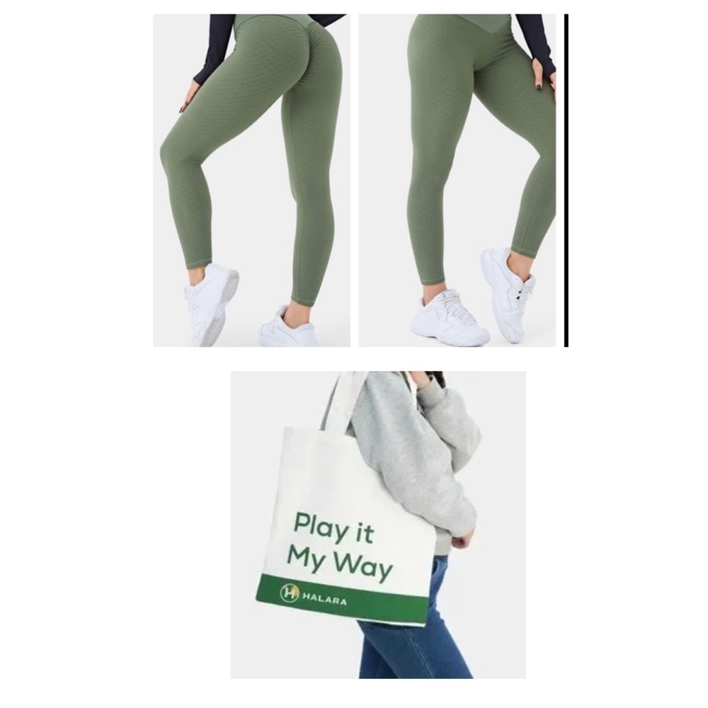 NEW Bundle: Halara Seamless Flow Mid Rise Crossover Leggings & NWT Canvas Tote